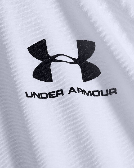 เสื้อแขนยาว UA Sportstyle Left Chest สำหรับผู้ชาย in White image number 3